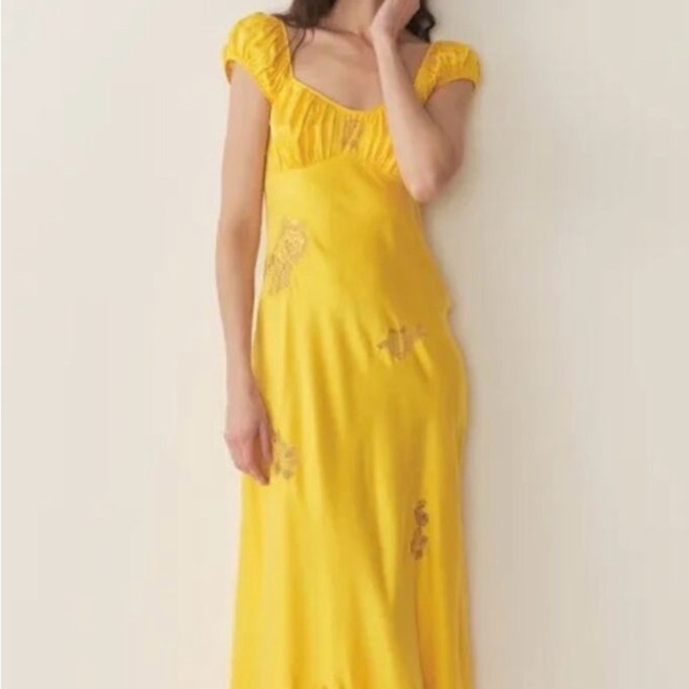 Yellow silk Cap-Sleeve Maxi Dress DOEN